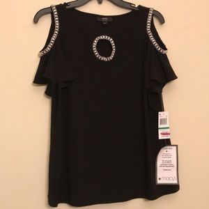 NWT MSK Women’s Embellished Black Party Top PL